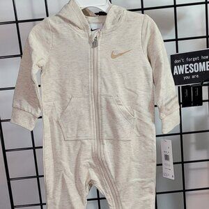 Nike Baby Zip-Up Hoodie Jumpsuit - Cream Color (12 Months)